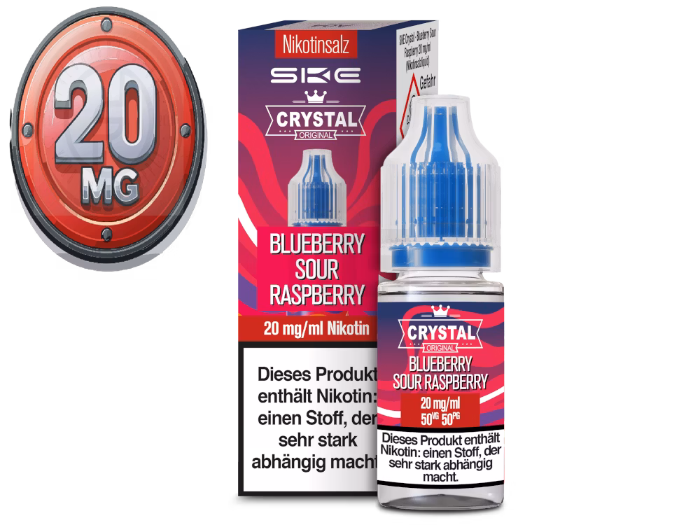 SKE - Crystal Liquid - Blueberry Sour Raspberry - Nikotinsalz Liquid - 10ml - 20mg