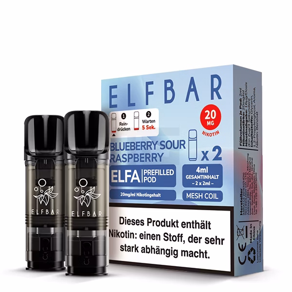 Elfbar - ELFA - Prefilled Pod - 2ml - 2er Pack - Blueberry Sour Raspberry