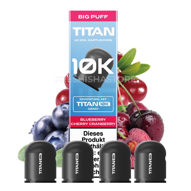 TITAN - 10K - Nachfüll-Kartuschen - Blueberry Cherry Cranberry - 4x2ml - 20mg