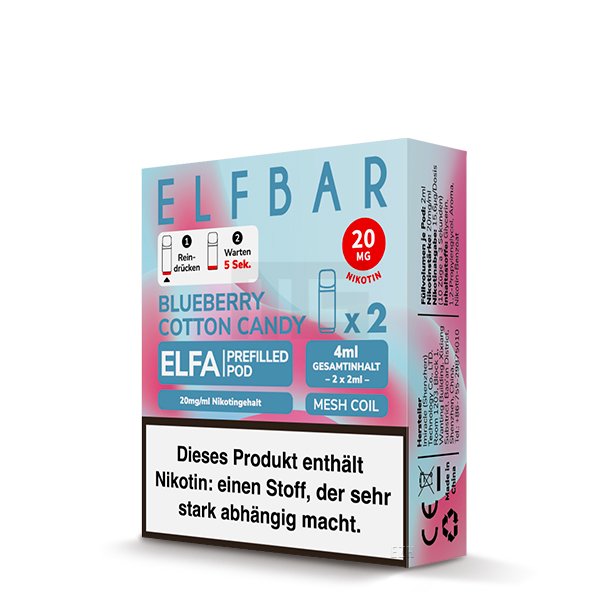 Elfbar - ELFA - Prefilled Pod - 2ml - 2er Pack - Blueberry Cotton Candy