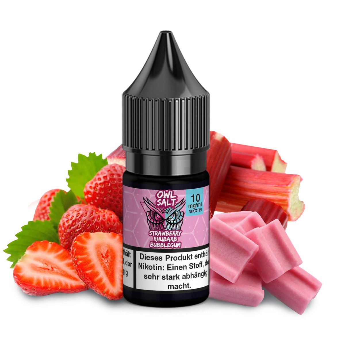 OWL Salt - Strawberry Rhubarb Bubblegum - Nikotinsalz Liquid - 10ml - 10mg