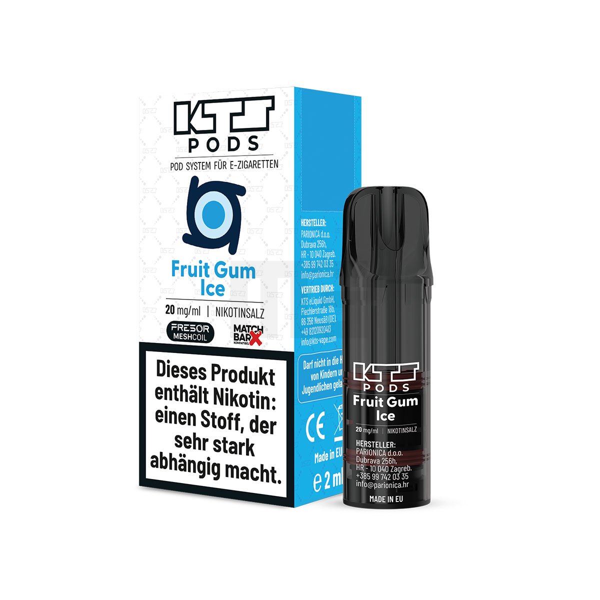 KTS - Prefilled Pod - Fruit Gum Ice - 2ml - 20mg - 1er Paket
