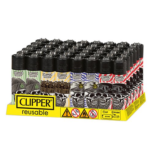 Clipper - Feuerzeug - Hipster Skull - 3v4 - wiederverwendbar