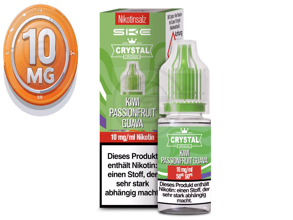 SKE - Crystal Liquid - Kiwi Passionfruit Guava - Nikotinsalz Liquid - 10ml - 10mg