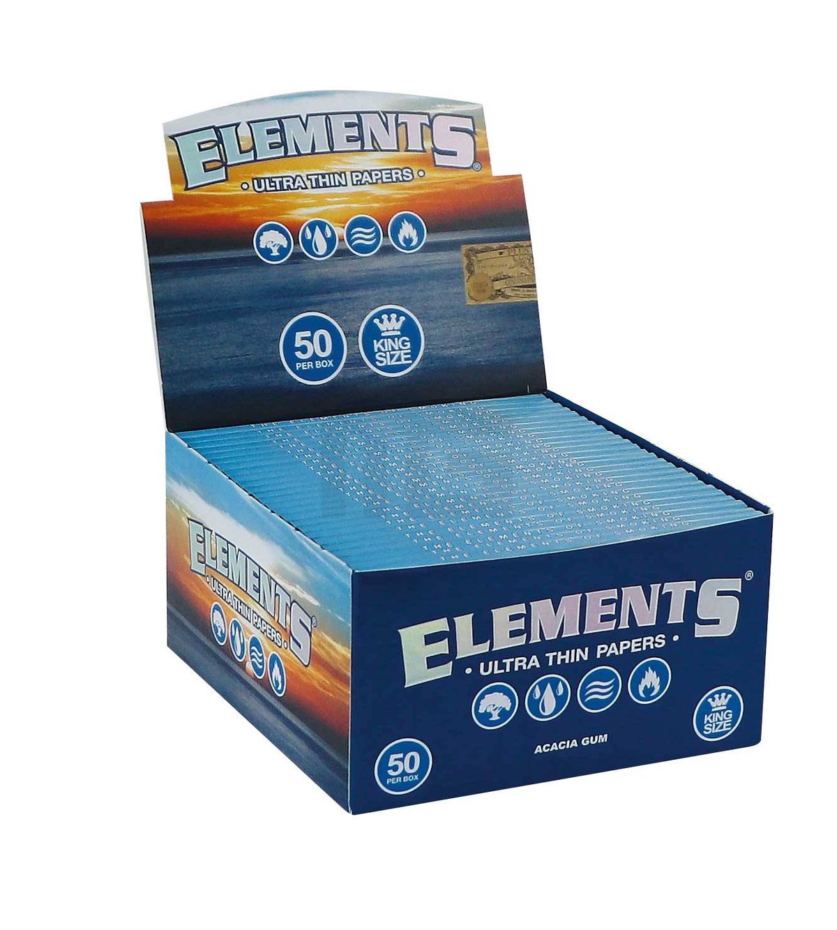 Elements Papers - Ultra Thin Papers - King Size Slim - Blättchen - 32 Blättchen - Acacia Gum