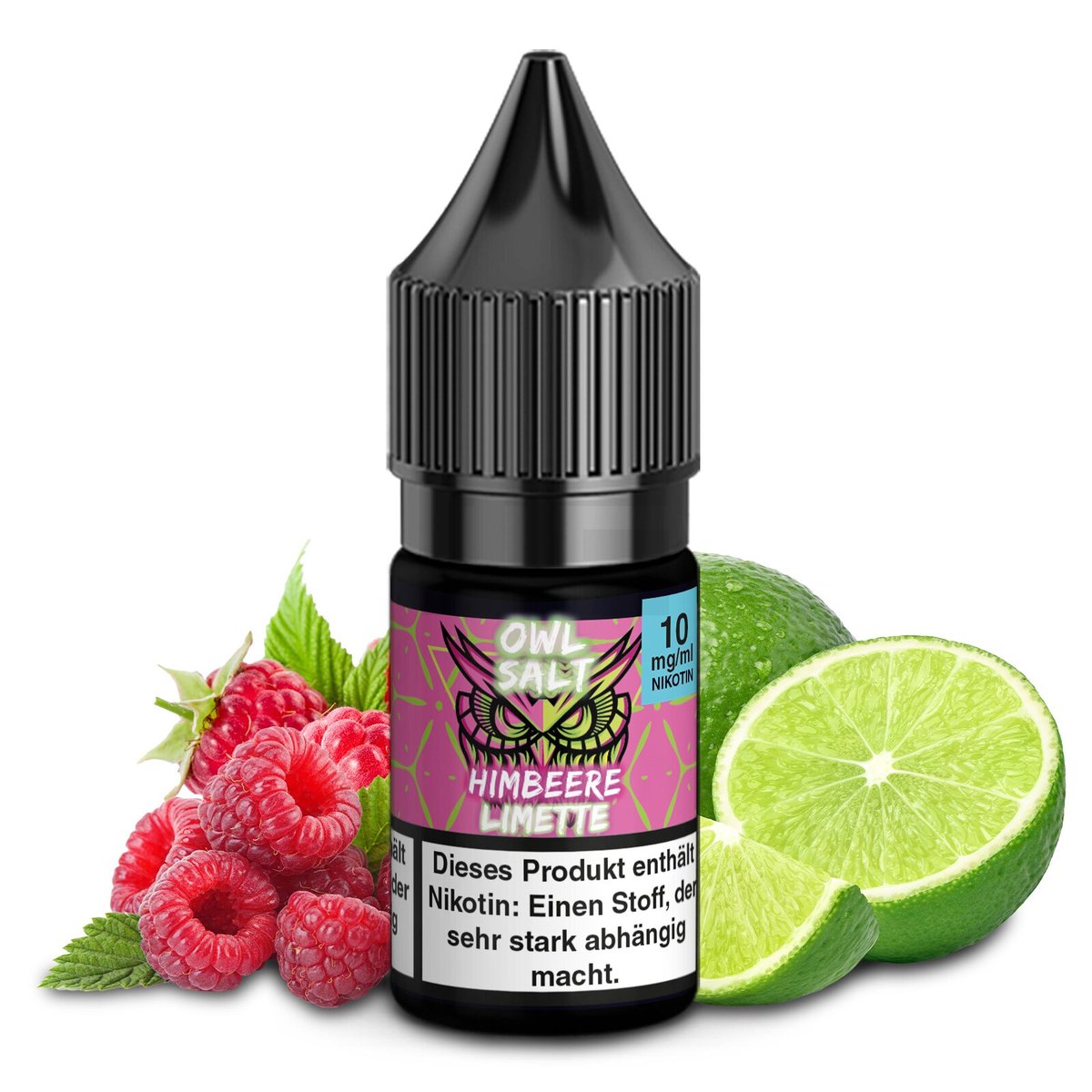 OWL Salt - Himbeere Limette - Nikotinsalz Liquid - 10ml - 10mg, Beere, Obst, Himbeere, Zitrusfrucht, Limette