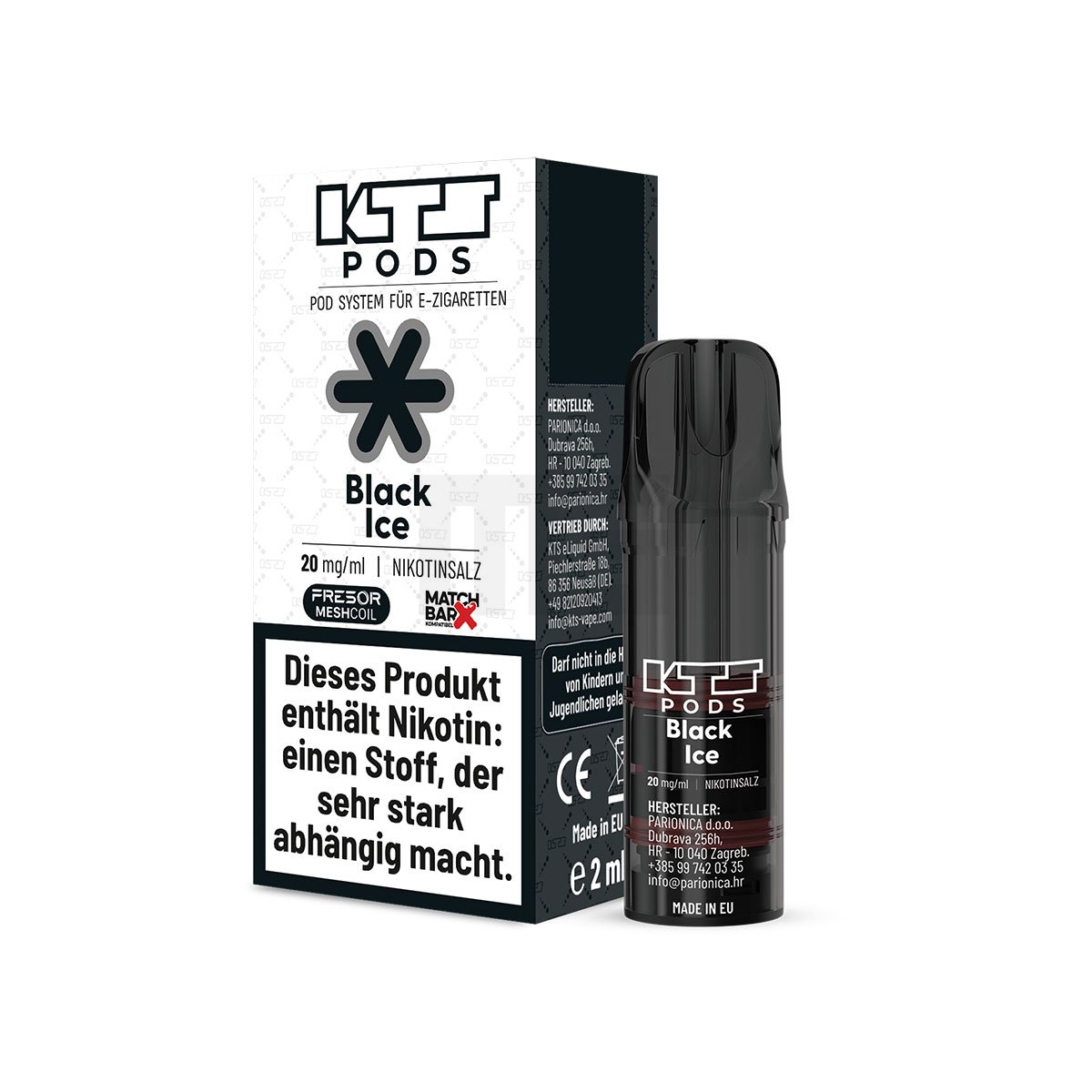 KTS - Prefilled Pod - Black Ice - 2ml - 20mg - 1er Paket