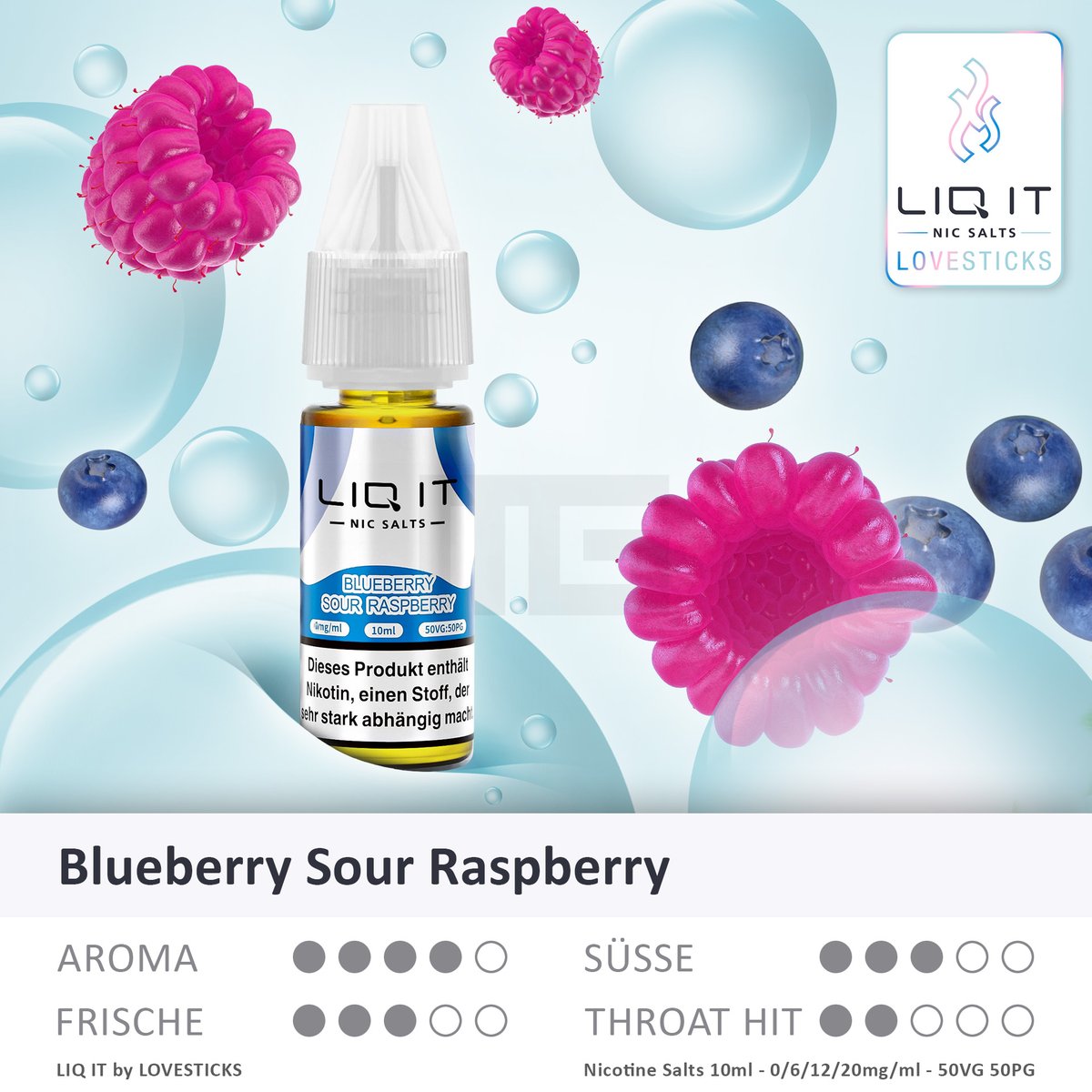 LIQ IT - Nikotinsalz-Liquid - 10ml - Blueberry Sour Raspberry - 6mg