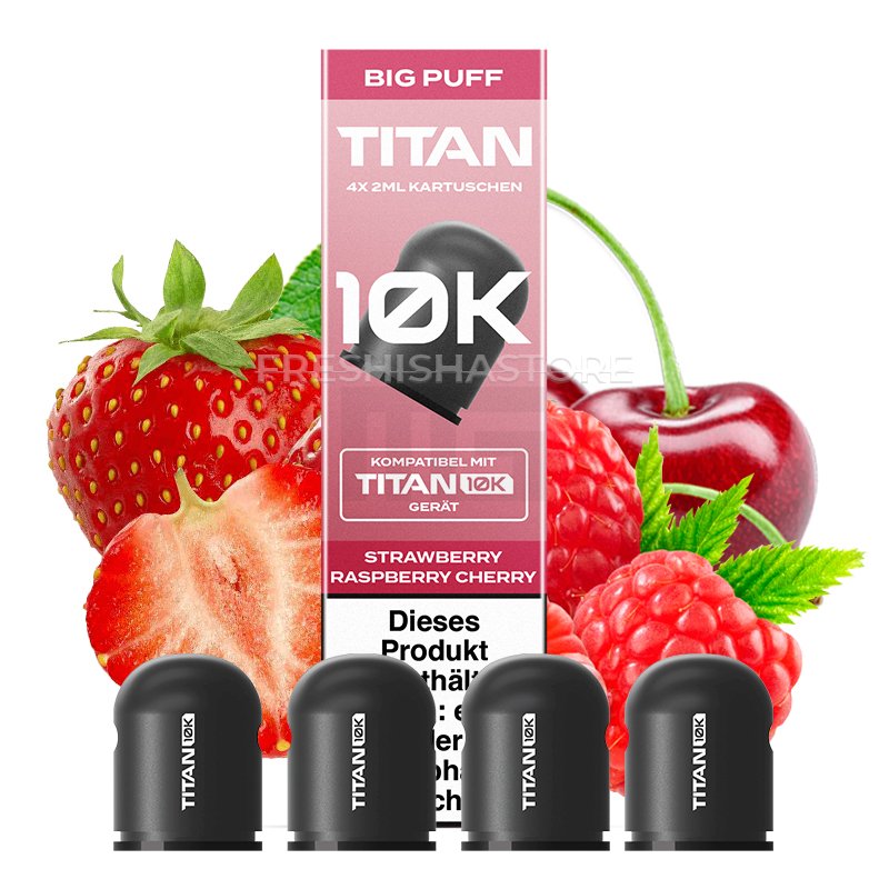 TITAN - 10K - Nachfüll-Kartuschen - Strawberry Raspberry Cherry - 4x2ml - 20mg
