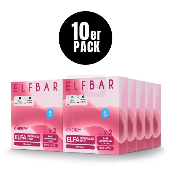 Elfbar - ELFA - Prefilled Pod - (VE= 10 Stück) Displaykarton - Cherry | Nikotinsalz-Stärke : 0mg Elfbar - ELFA - Prefilled Pod - (VE= 10 Stück) Displaykarton - Cherry | Nikotinsalz-Stärke : 0mg