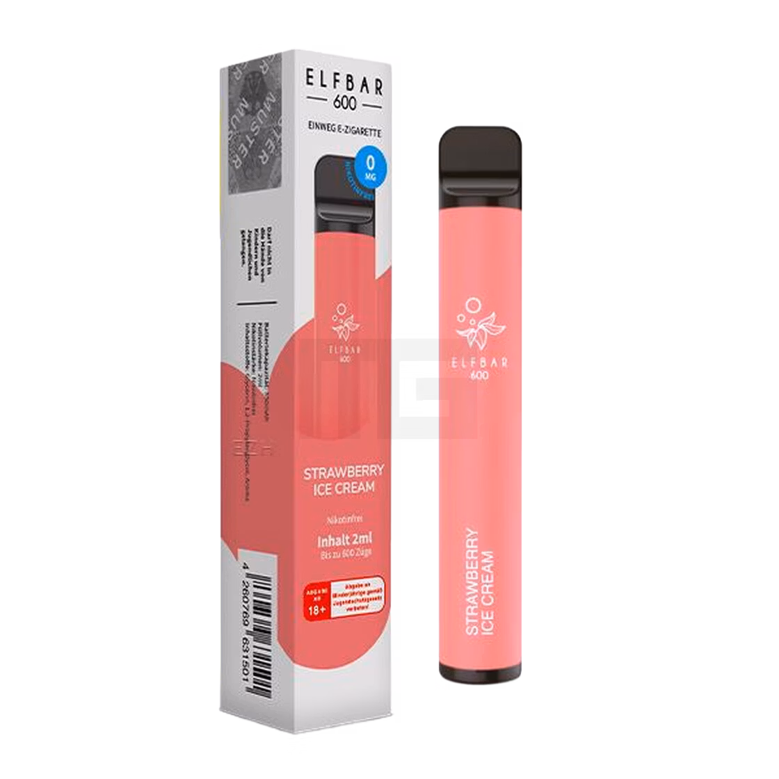 Nikotinfrei - Elfbar - 600 Einweg E-Zigarette - Strawberry Ice Cream - 0mg