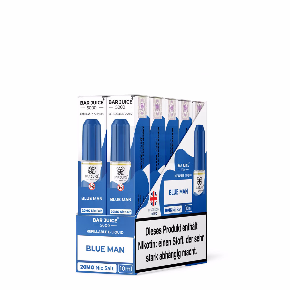 Bar Juice - 5000 - Blue Man | Inhalt : 10ml | Nikotinsalz-Stärke : 20mg | Paketgröße : 1er Packung
