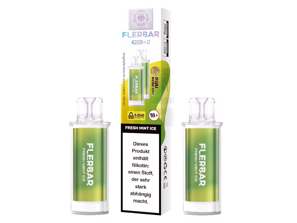 Flerbar - Prefilled Pod - 2ml - 2er Pack - Fresh Mint Ice Flerbar - Prefilled Pod - 2ml - 2er Pack - Fresh Mint Ice