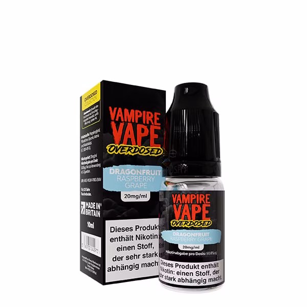 Vampire Vape - Overdosed - Nikotinsalz-Liquid - 10ml - Dragonfruit Raspberry Grape | Nikotinsalz-Stärke : 10mg Vampire Vape - Overdosed - Nikotinsalz-Liquid - 10ml - Dragonfruit Raspberry Grape | Nikotinsalz-Stärke : 10mg