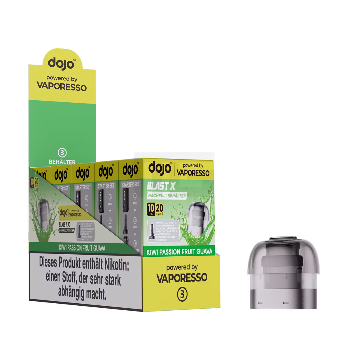 Vaporesso - Dojo Blast X - 10ml Pod Nachfüllbehälter - Kiwi Passion Fruit Guava - 20mg Vaporesso - Dojo Blast X - 10ml Pod Nachfüllbehälter - Kiwi Passion Fruit Guava - 20mg