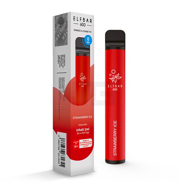 Nikotinfrei - Elfbar - 600 Einweg E-Zigarette - Strawberry Ice - 0mg