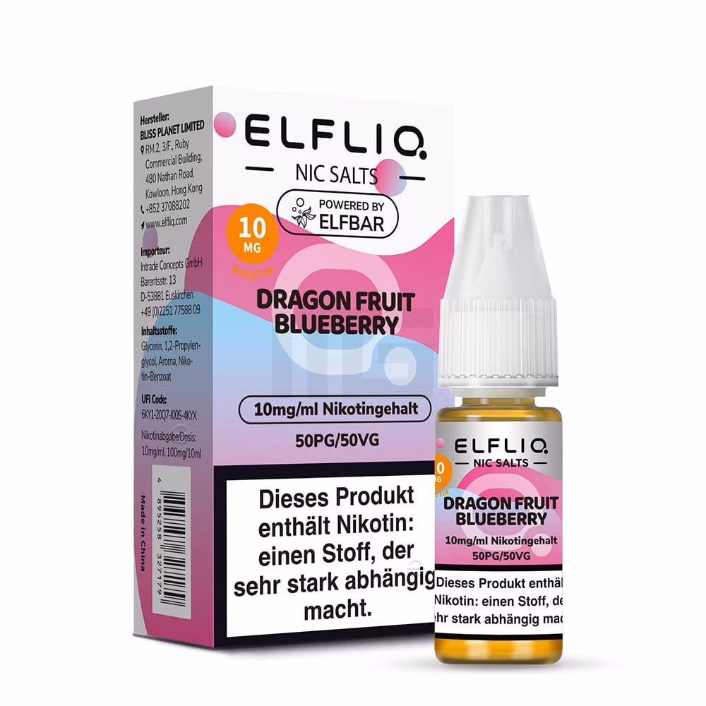 Elfbar - ElfLiq - 10ml - Dragon Fruit Blueberry | Nikotinsalz-Stärke : 10mg