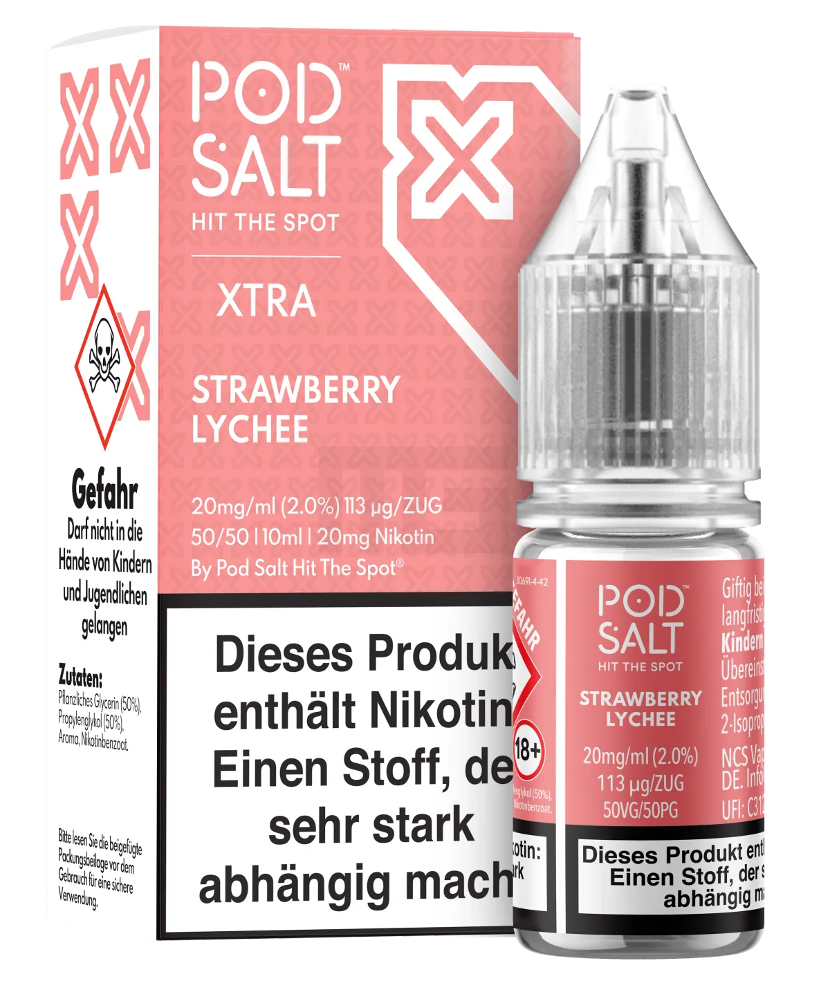 Pod Salt - Xtra - Strawberry Lychee - Nikotinsalz-Liquid - 10ml - 20mg Pod Salt - Xtra - Strawberry Lychee - Nikotinsalz-Liquid - 10ml - 20mg