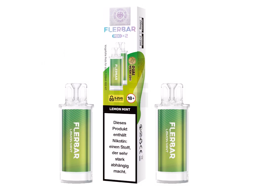 Flerbar - Prefilled Pod - 2ml - 2er Pack - Lemon Mint Flerbar - Prefilled Pod - 2ml - 2er Pack - Lemon Mint