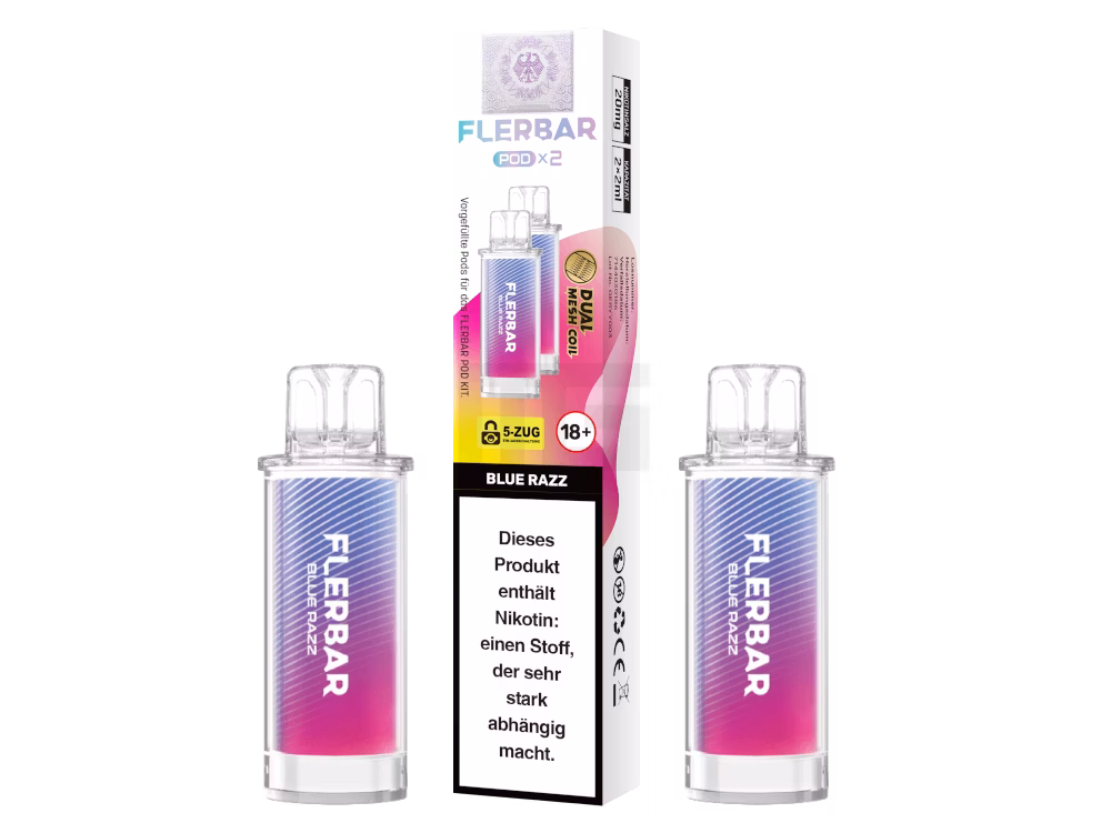 Flerbar - Prefilled Pod - 2ml - 2er Pack - Blue Razz Flerbar - Prefilled Pod - 2ml - 2er Pack - Blue Razz