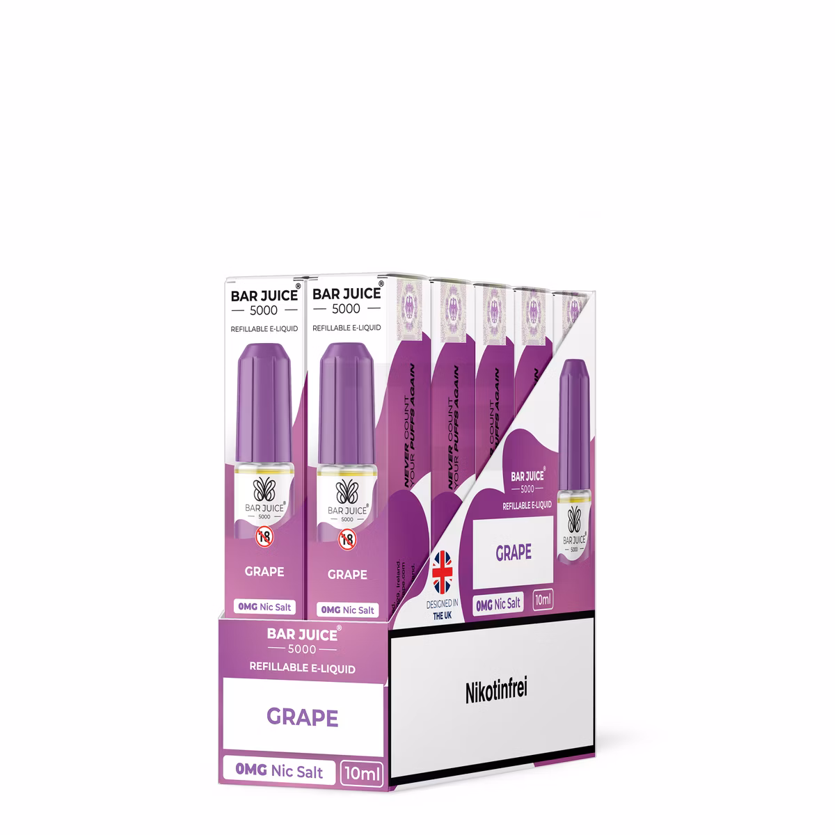 Bar Juice - 5000 - Grape | Inhalt : 10ml | Nikotinsalz-Stärke : 0mg | Paketgröße : 1er Packung