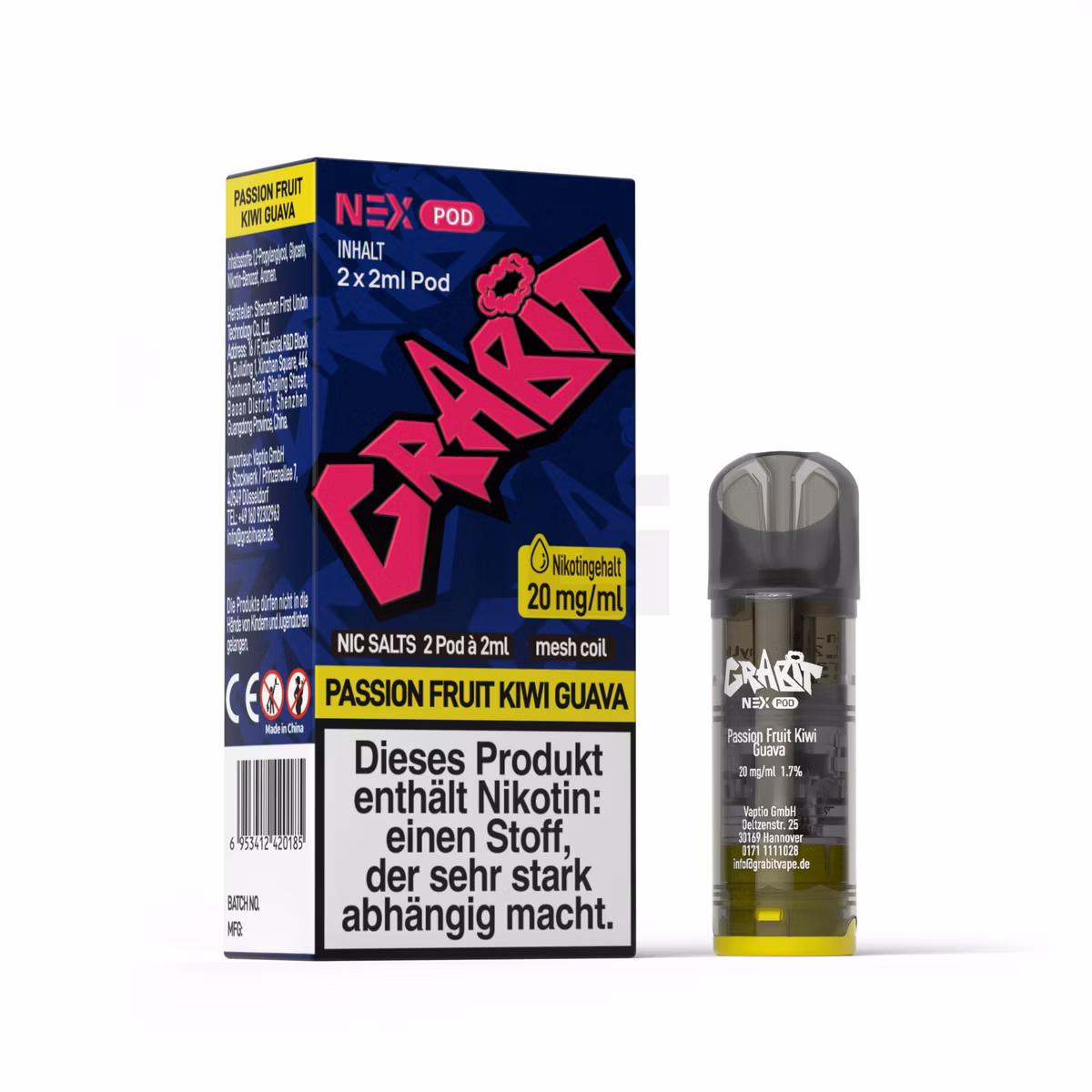 GRABIT - Nex - Prefilled Pod - 2ml - 2er Pack - Passion Fruit Kiwi Guava