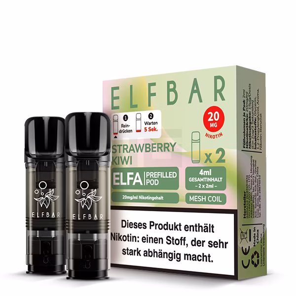 Elfbar - ELFA - Prefilled Pod - 2ml - 2er Pack - Strawberry Kiwi