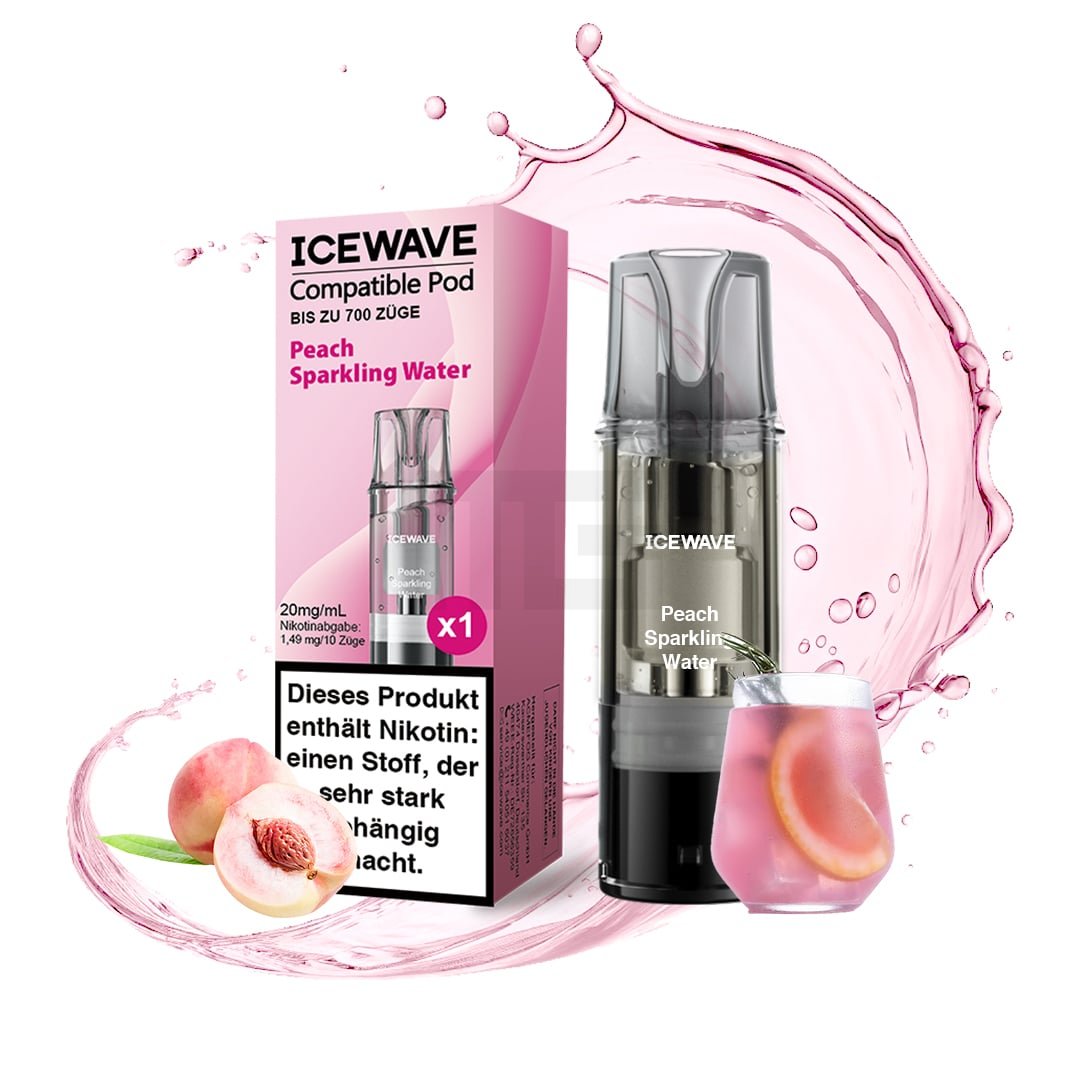 ICEWAVE - Prefilled Pod - 2ml - 3er Pack - Peach Sparkling Water