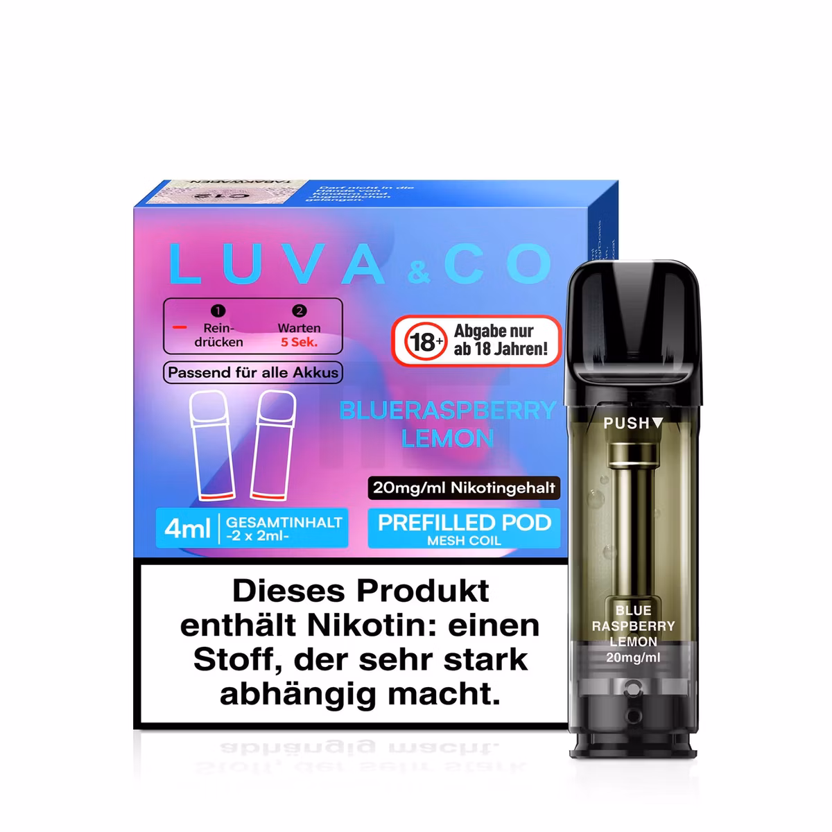 Luva - Prefilled Pod - 20mg - 2er Pack - Blueraspberry Lemon Luva - Prefilled Pod - 20mg - 2er Pack - Blueraspberry Lemon