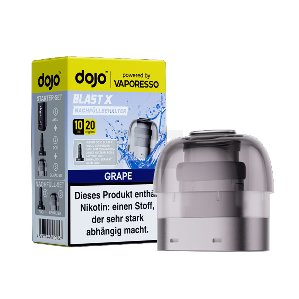 Vaporesso - Dojo Blast X - 10ml Pod Nachfüllbehälter - Grape - 20mg