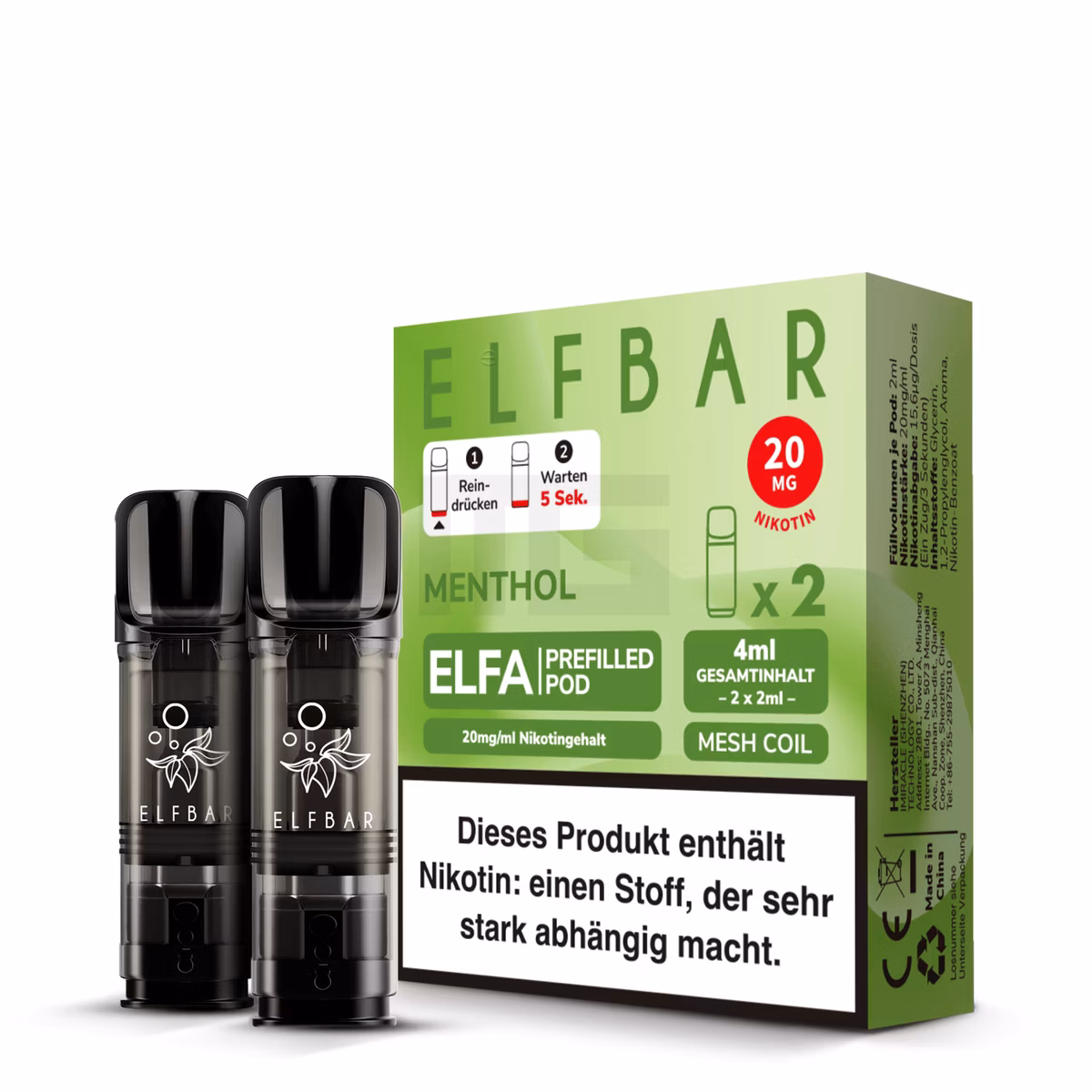 Elfbar - ELFA - Prefilled Pod - 2ml - 2er Pack - Menthol
