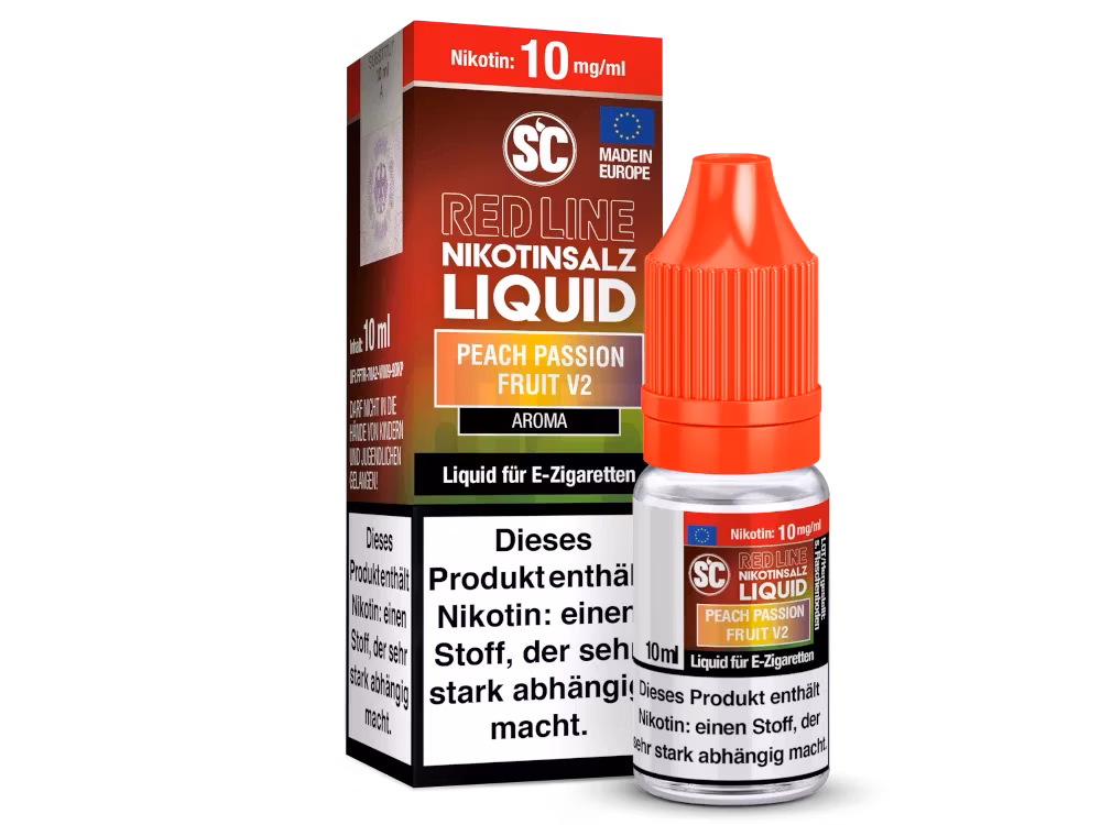 SC Red Line - Nikotinsalzliquid - 10ml - Peach Passion Fruit V2 | Nikotinsalz-Stärke : 10mg