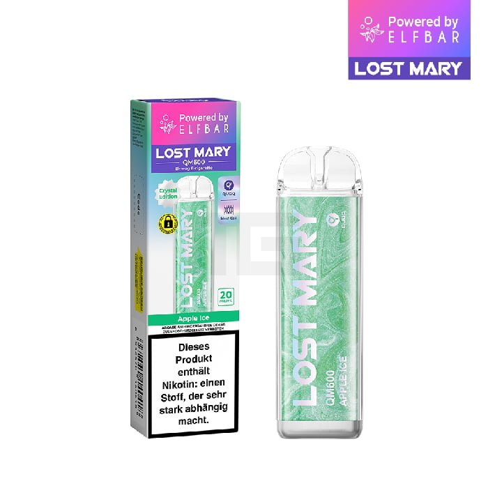 Lost Mary - QM600 - Einweg E-Zigarette - Apple Ice | Nikotinsalz-Stärke : 20mg | Paketgröße : 1er Packung Lost Mary - QM600 - Einweg E-Zigarette - Apple Ice | Nikotinsalz-Stärke : 20mg | Paketgröße : 1er Packung