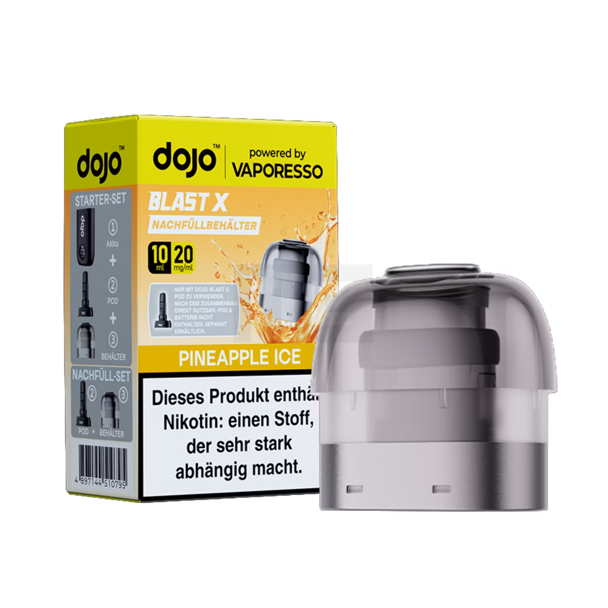 Vaporesso - Dojo Blast X - 10ml Pod Nachfüllbehälter - Pineapple Ice - 20mg