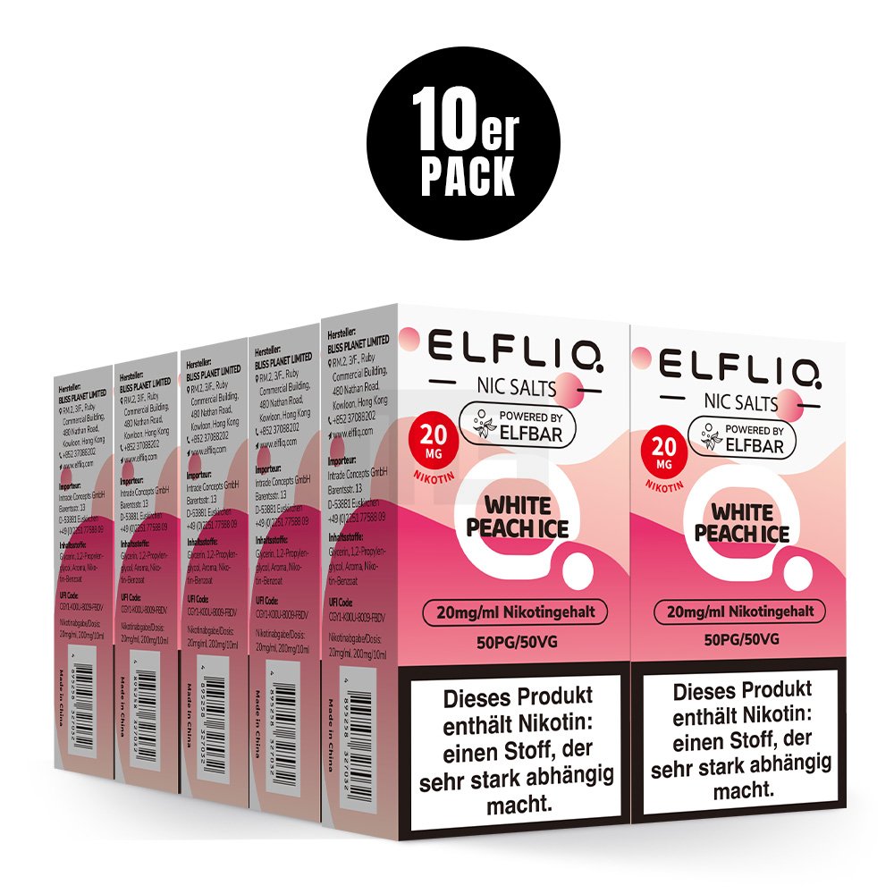 Elfbar - ElfLiq - 10ml - White Peach Ice | Nikotinsalz-Stärke : 20mg