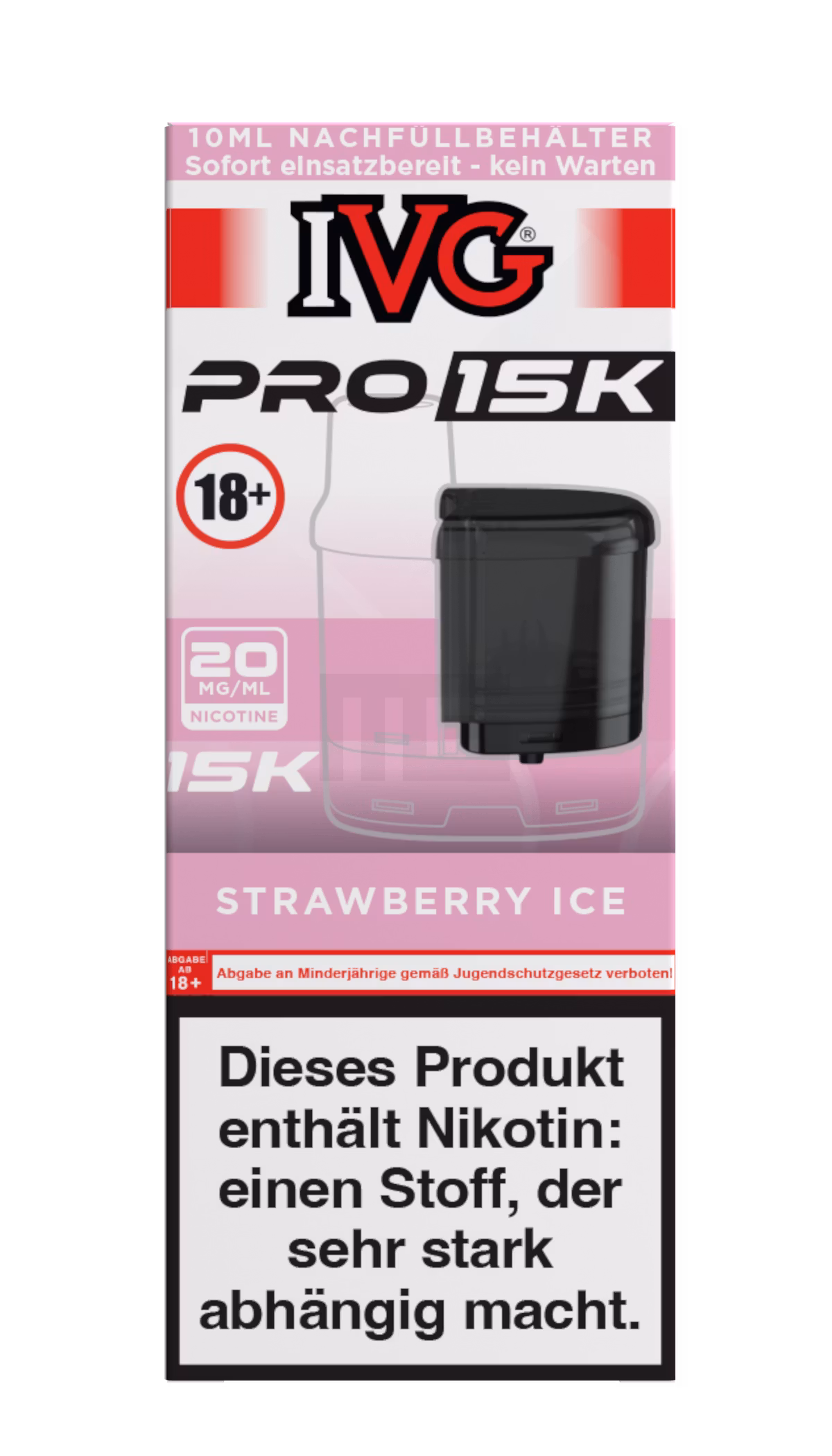 IVG - Pro 15K - 10ml Pod Nachfüllbehälter - Strawberry Ice - 20mg