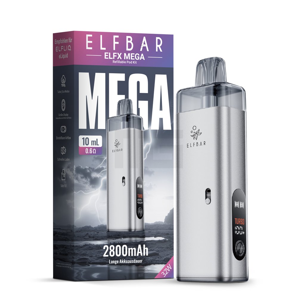 Elfbar - ELFX Mega - Basisgerät - Silver | Paketgröße : 1er Packung Elfbar - ELFX Mega - Basisgerät - Silver | Paketgröße : 1er Packung