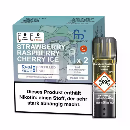 Randm Tornado - Prefilled Pod - Strawberry Raspberry Cherry Ice - 2er Pack 