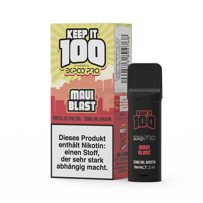 Keep It 100 - Prefilled Pod - Maui Blast | Nikotinsalz-Stärke : 20mg | Paketgröße : 1er Packung Keep It 100 - Prefilled Pod - Maui Blast | Nikotinsalz-Stärke : 20mg | Paketgröße : 1er Packung