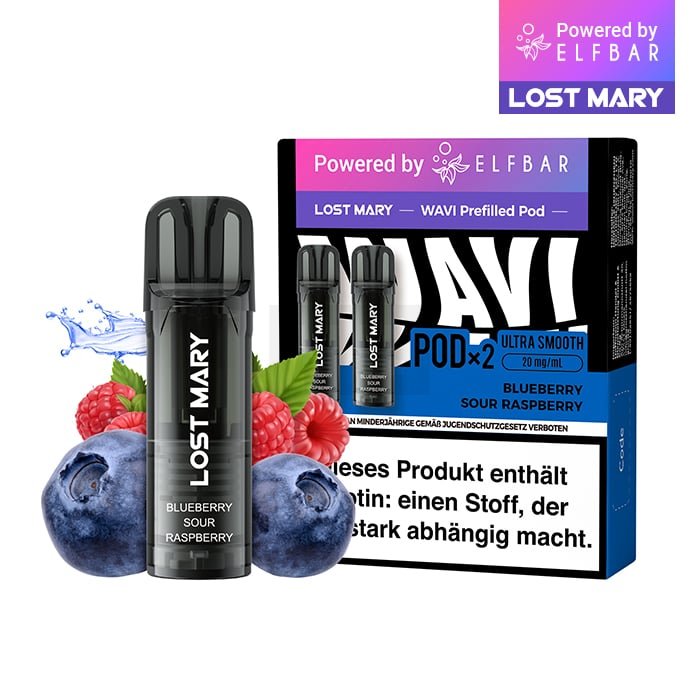 Lost Mary - Wavi - Prefilled Pods - Blueberry Sour Raspberry - 20mg Lost Mary - Wavi - Prefilled Pods - Blueberry Sour Raspberry - 20mg