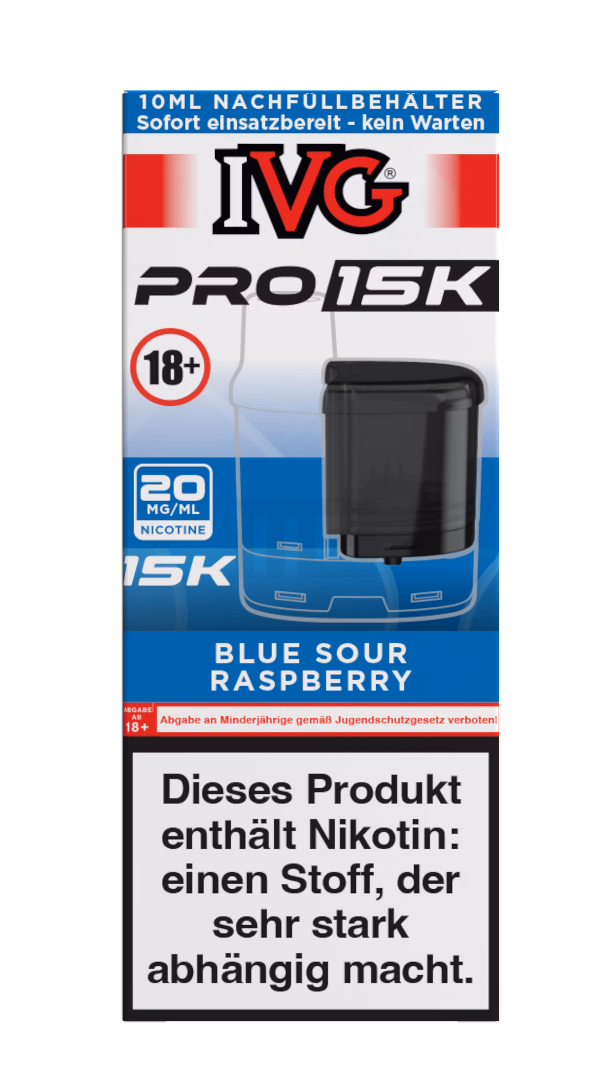 IVG - Pro 15K - 10ml Pod Nachfüllbehälter - Blue Sour Raspberry - 20mg
