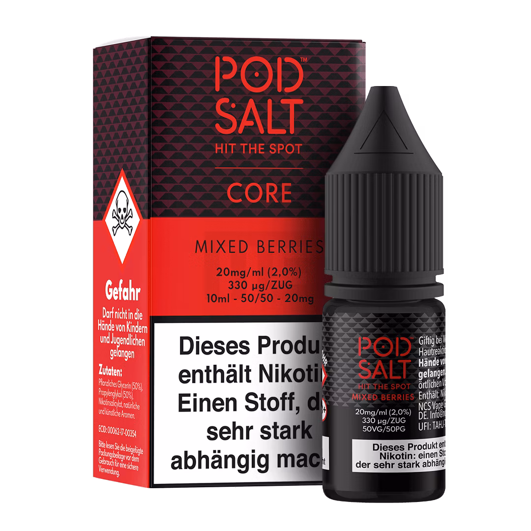 Mixed-Berries_BoxBottle_20mg Pod Salt - Core - Mixed Berries - Nikotinsalz-Liquid - 10ml - 20mg