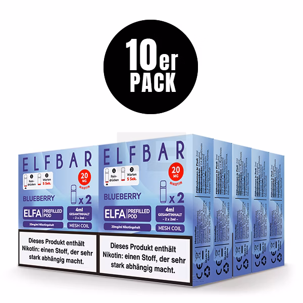Elfbar - ELFA - Prefilled Pod - (VE= 10 Stück) Displaykarton - Blueberry | Nikotinsalz-Stärke : 20mg