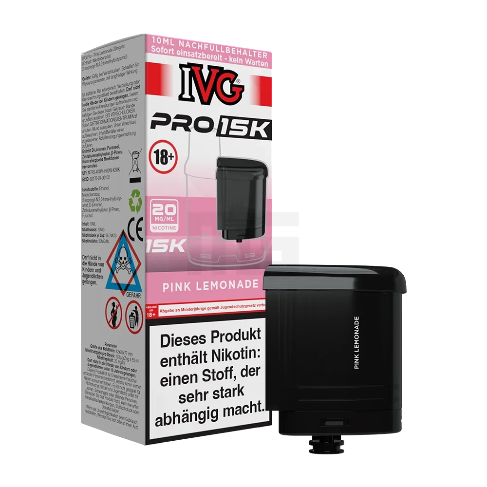 IVG - Pro 15K - 10ml Pod Nachfüllbehälter - Pink Lemonade - 20mg