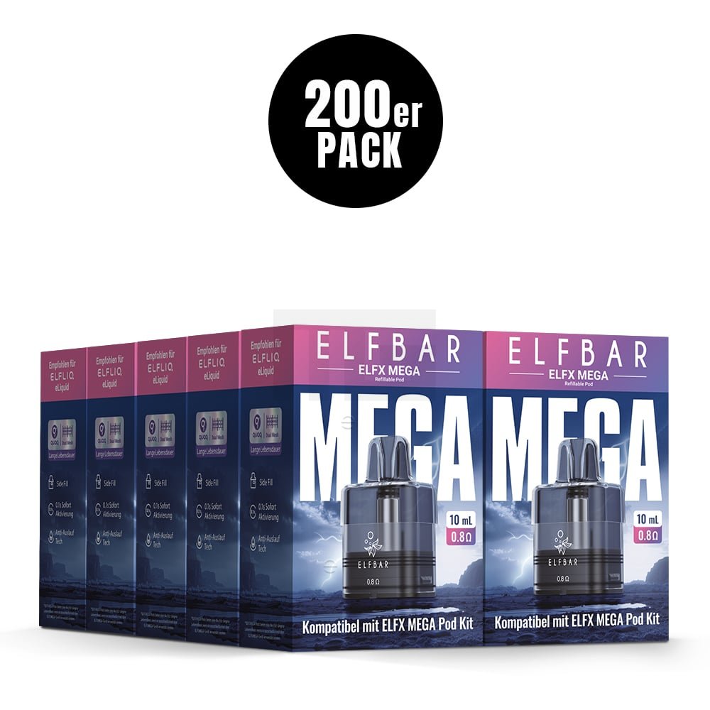 Elfbar - ELFX Mega - Pod Tank Verdampfer - Tank : 10ml | Widerstand : 0.8 Ohm | Paketgröße : 1er Packung Elfbar - ELFX Mega - Pod Tank Verdampfer - Tank : 10ml | Widerstand : 0.8 Ohm | Paketgröße : 1er Packung