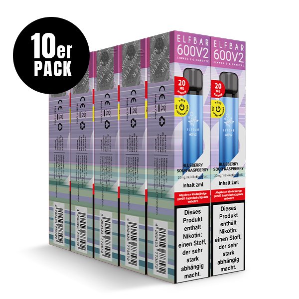 Elf Bar 600 V2 - Einweg E-Zigarette - Blueberry Sour Raspberry - 20mg