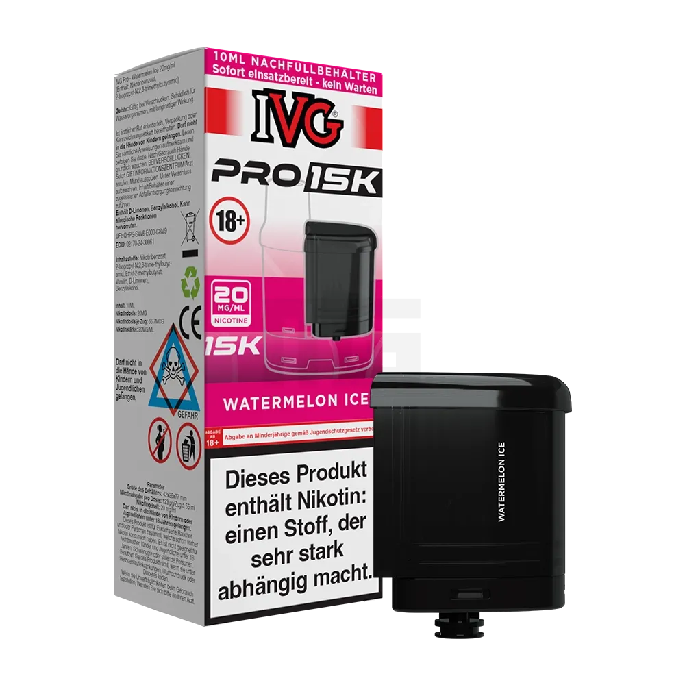 IVG - Pro 15K - 10ml Pod Nachfüllbehälter - Watermelon Ice - 20mg
