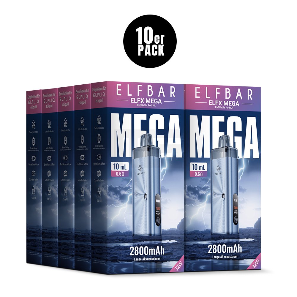 Elfbar - ELFX Mega - Basisgerät - Cyan | Paketgröße : 1er Packung Elfbar - ELFX Mega - Basisgerät - Cyan | Paketgröße : 1er Packung