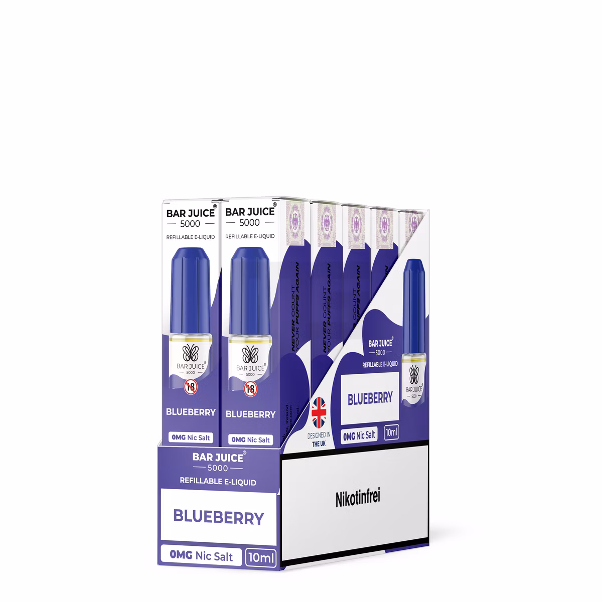 Bar Juice - 5000 - Blueberry | Inhalt : 10ml | Nikotinsalz-Stärke : 0mg | Paketgröße : 1er Packung