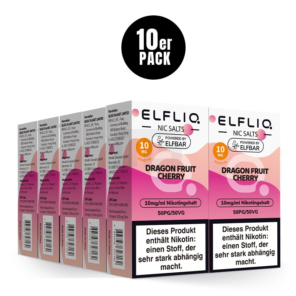 Elfbar - ElfLiq - 10ml - Dragon Fruit Cherry | Nikotinsalz-Stärke : 10mg
